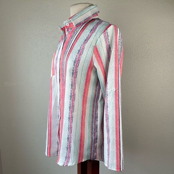 Colorful Button Down Shirt Size L EUC - Picture 3 of 6